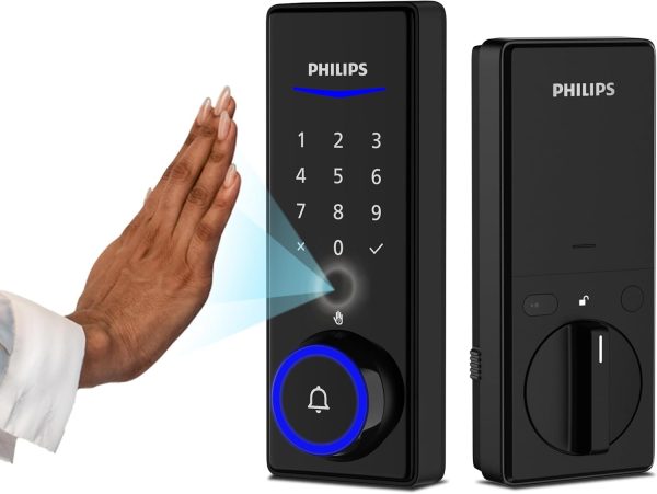 Philips 2-in-1 Combo Unit- Wi-Fi Palm Recognition Smart Deadbolt Door Lock with Wireless Doorbell For Discount