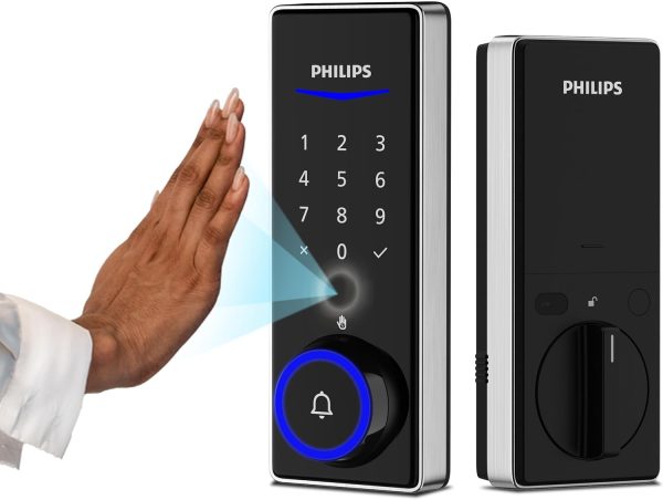 Philips 2-in-1 Combo Unit- Wi-Fi Palm Recognition Smart Deadbolt Door Lock with Wireless Doorbell For Discount - Image 2